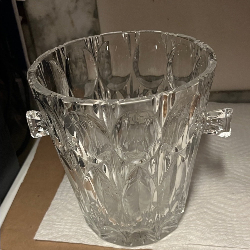 Elegant Clear Glass Ice Bucket Circa 1950